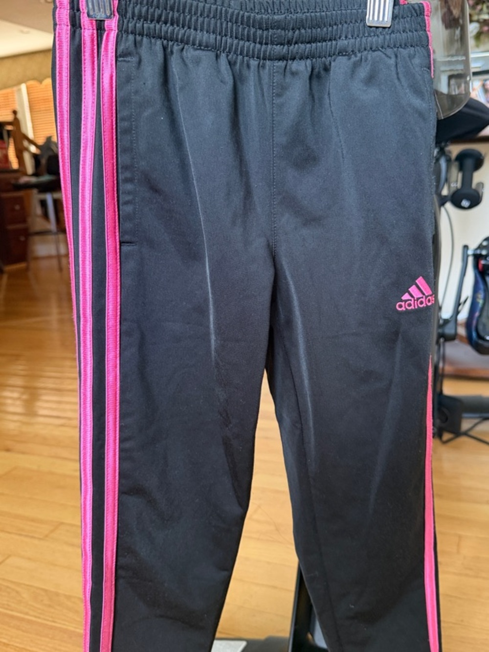 adidas Black Joggers with Pink Trim for Kids
